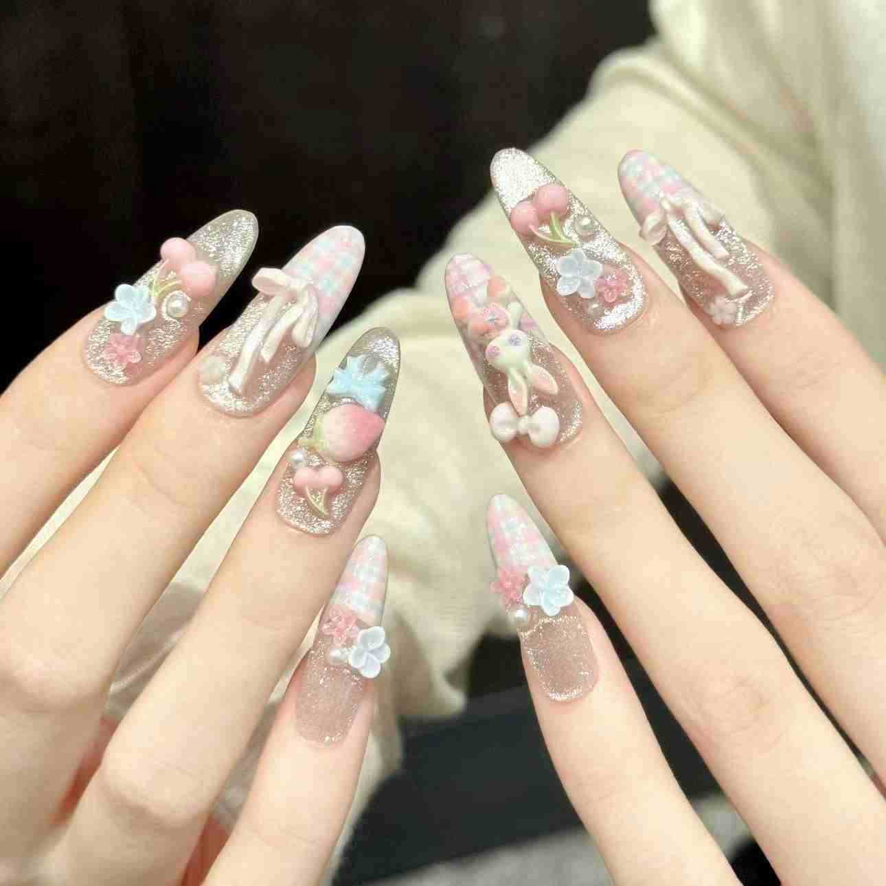 10PCS Oval Handmade Press On N - đánh giá và giá Pressed Flower Art