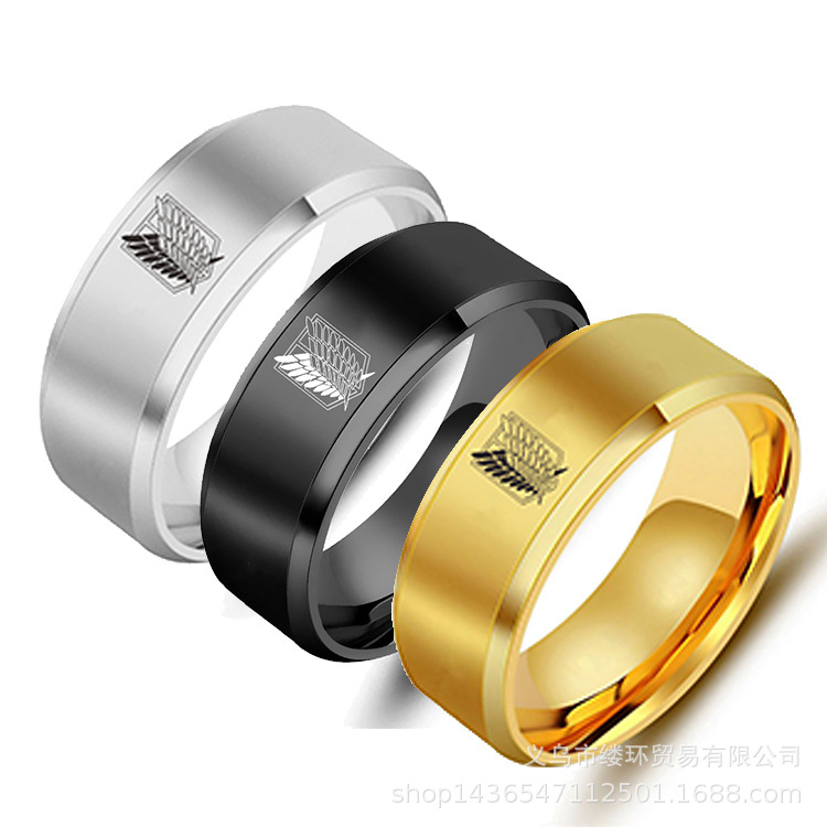 5 Màu Attack On Titan Đen Bạc  - đánh giá và giá Initial Ring Custom