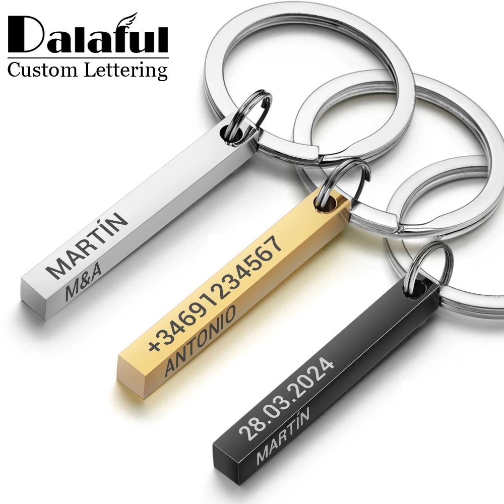 Personalized 3D Bar Keychain E - đánh giá và giá Initial Ring Custom