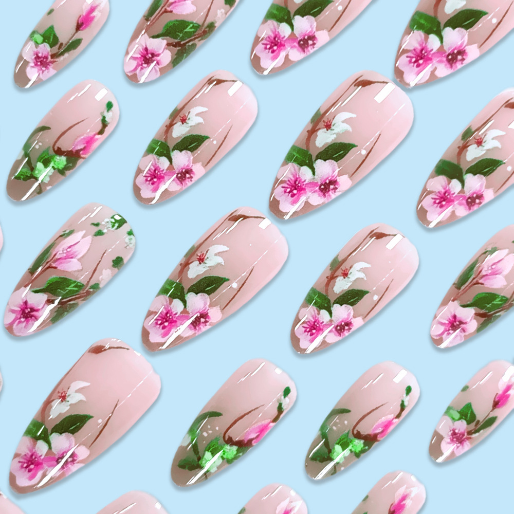 Short Almond Press on Nails 3D - đánh giá và giá Pressed Flower Art