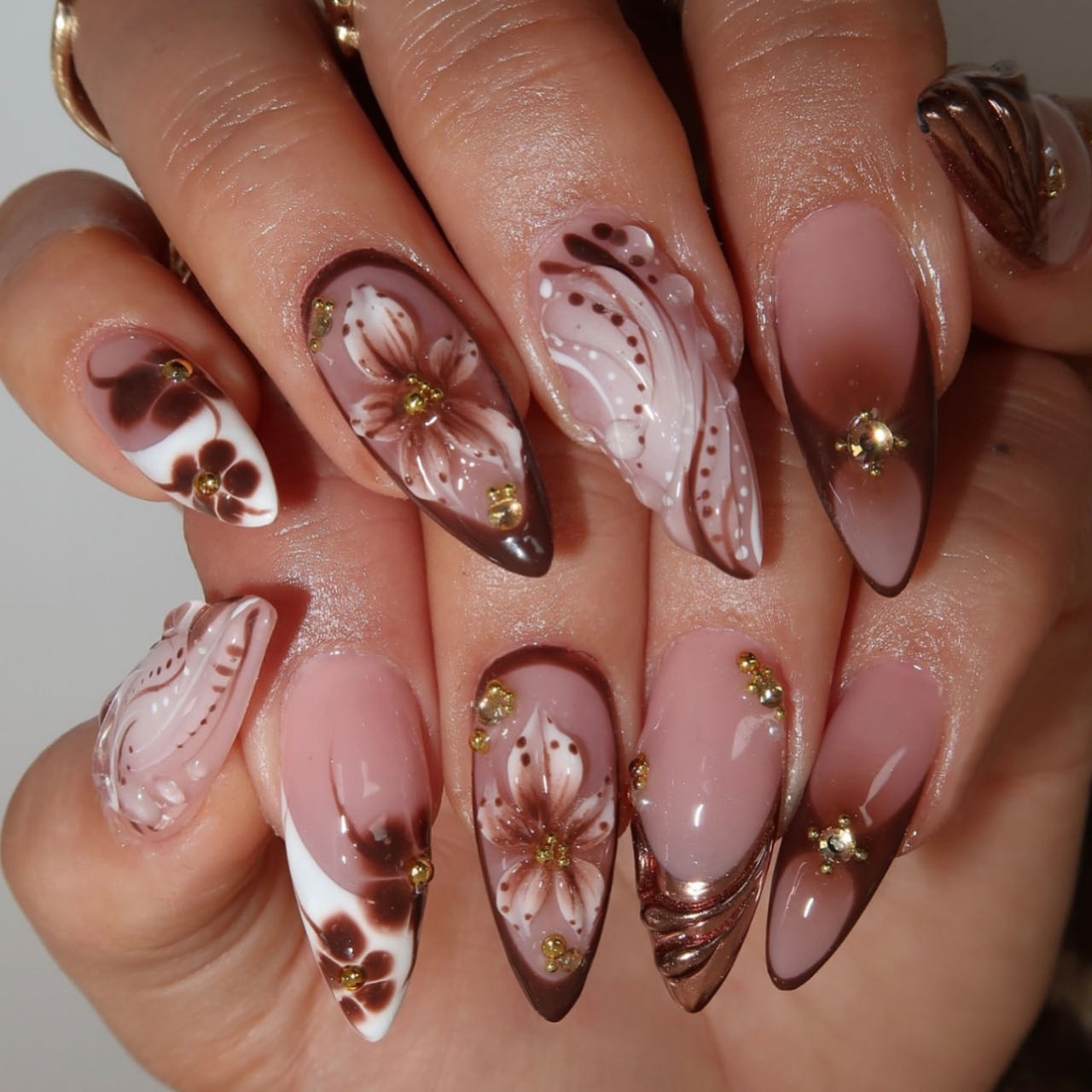 Medium fake nails for women gr - đánh giá và giá Pressed Flower Art
