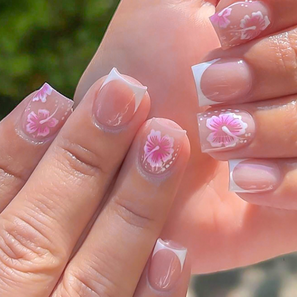 24Pcs French Flower False Nail - đánh giá và giá Pressed Flower Art