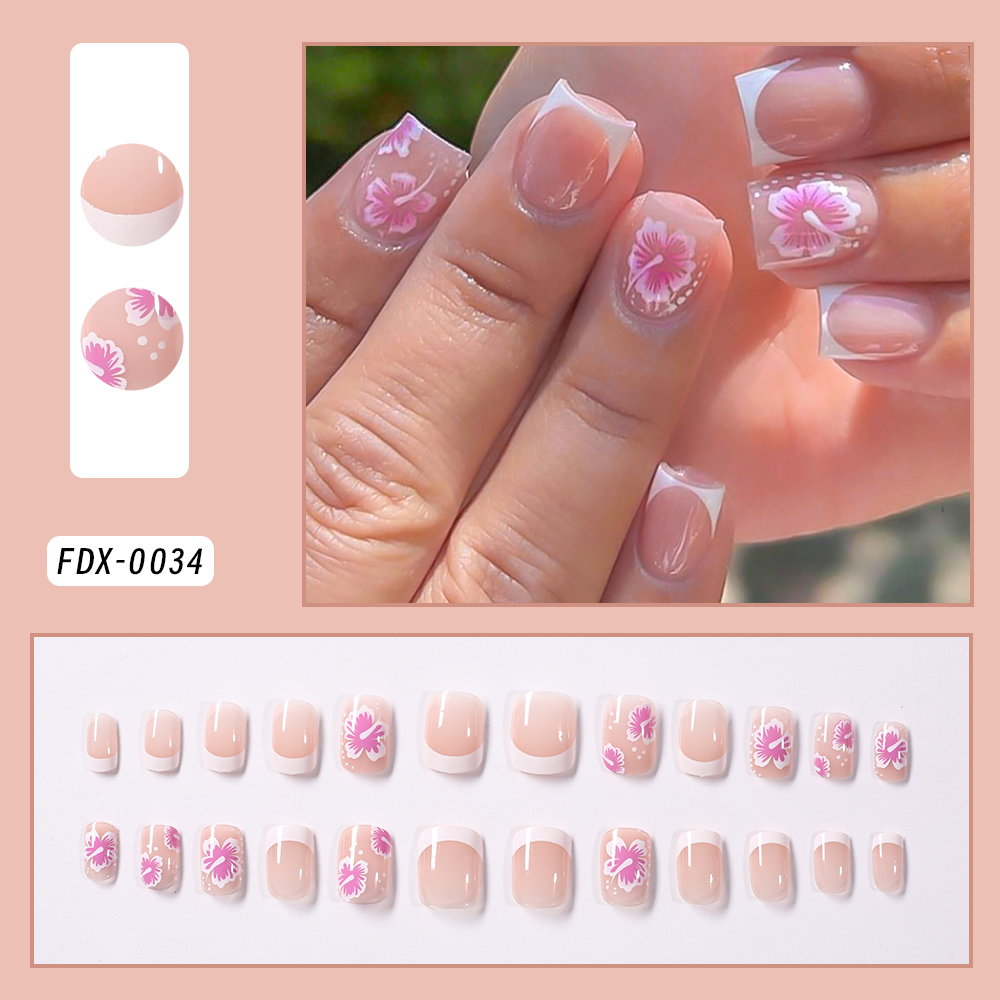 24Pcs French Flower False Nail - đánh giá và giá Pressed Flower Art