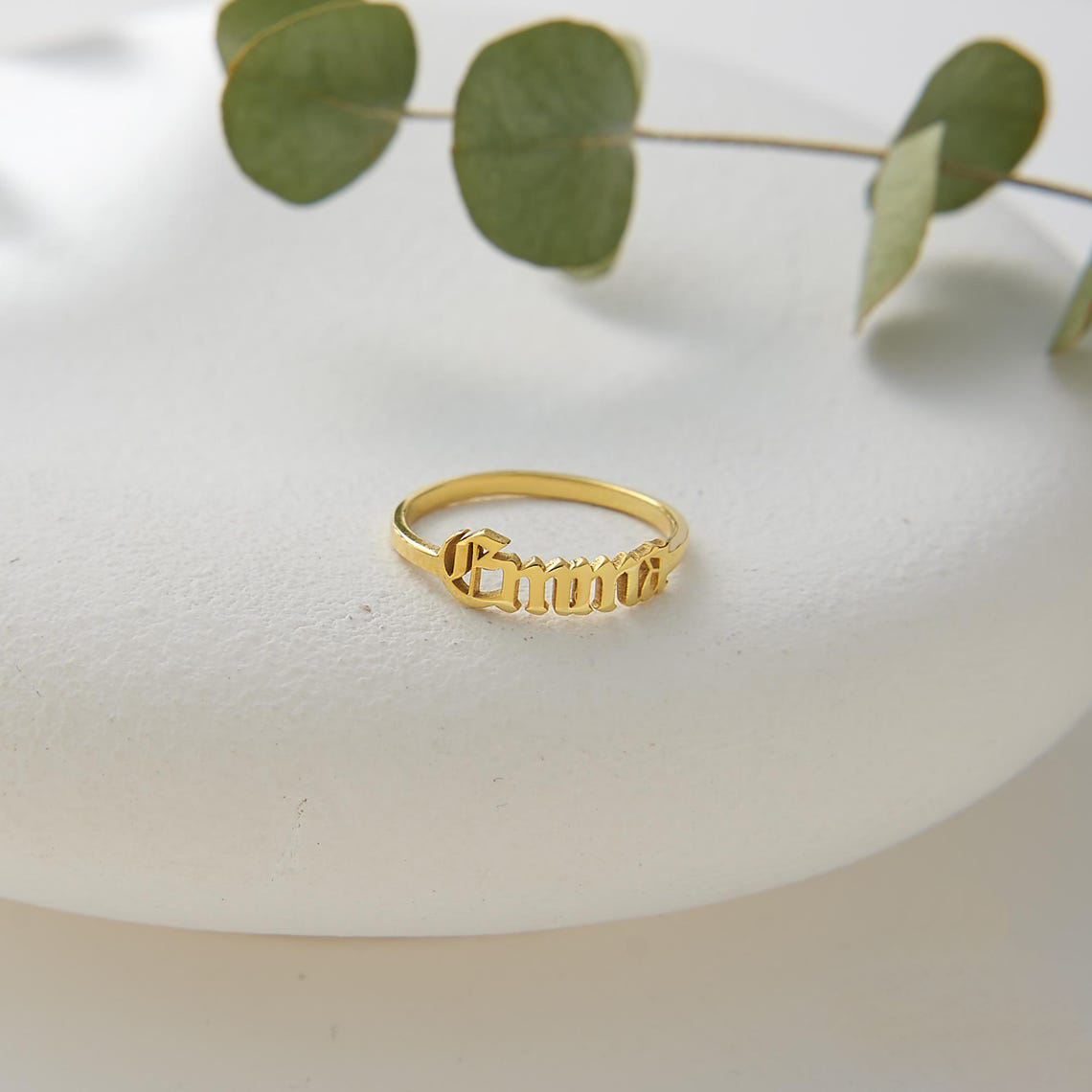 Custom Gold Ring Women Gothic  - đánh giá và giá Initial Ring Custom
