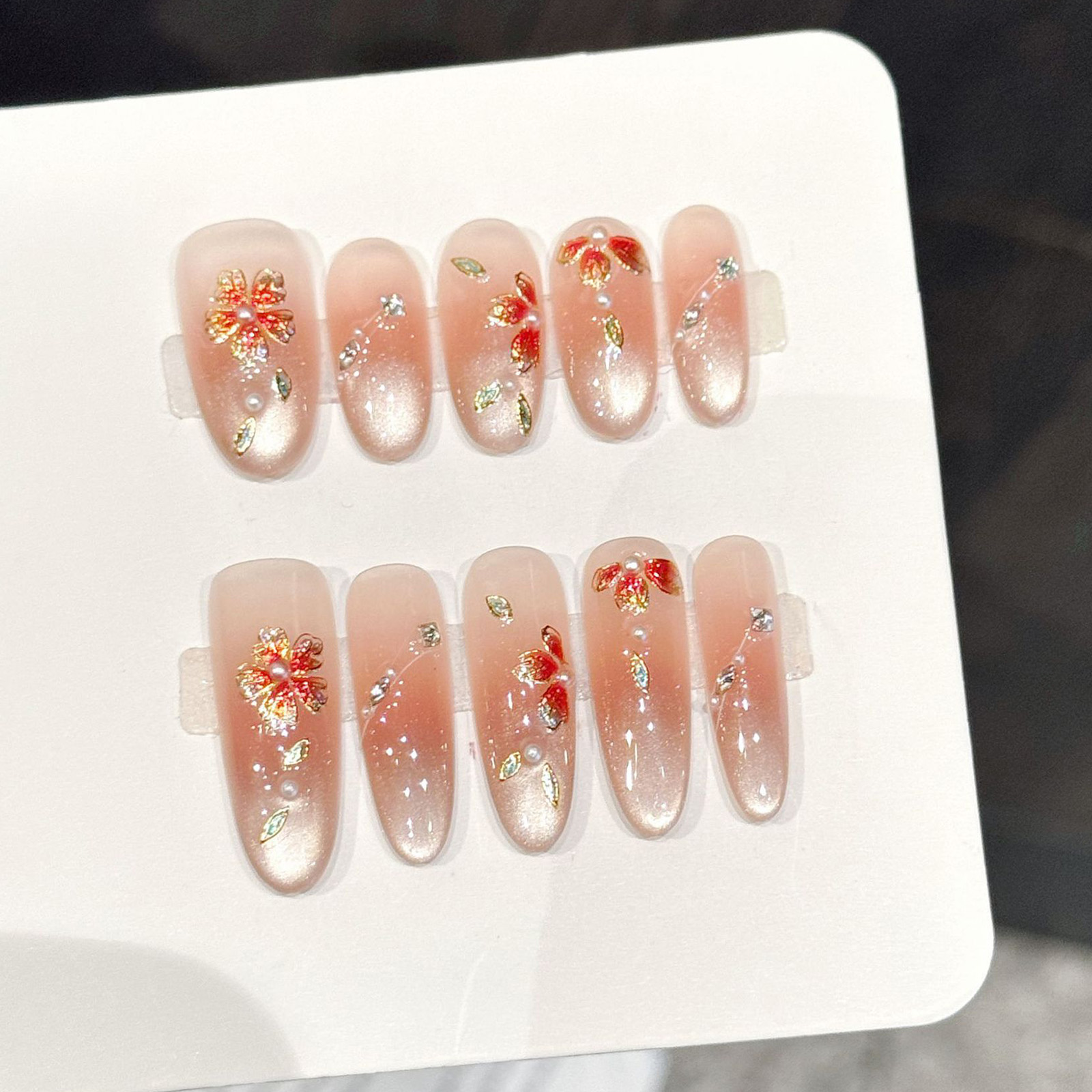 10pcs Handmade Fake Nails Pres - đánh giá và giá Pressed Flower Art