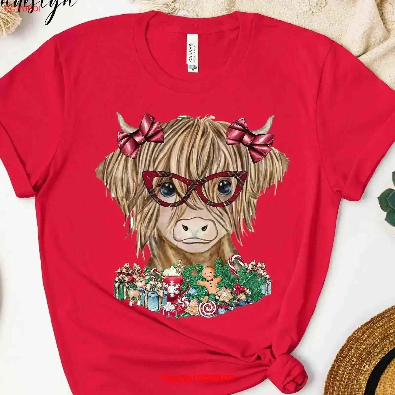 Christmas Highland Cow T Shirt - đánh giá và giá Family Tree Print